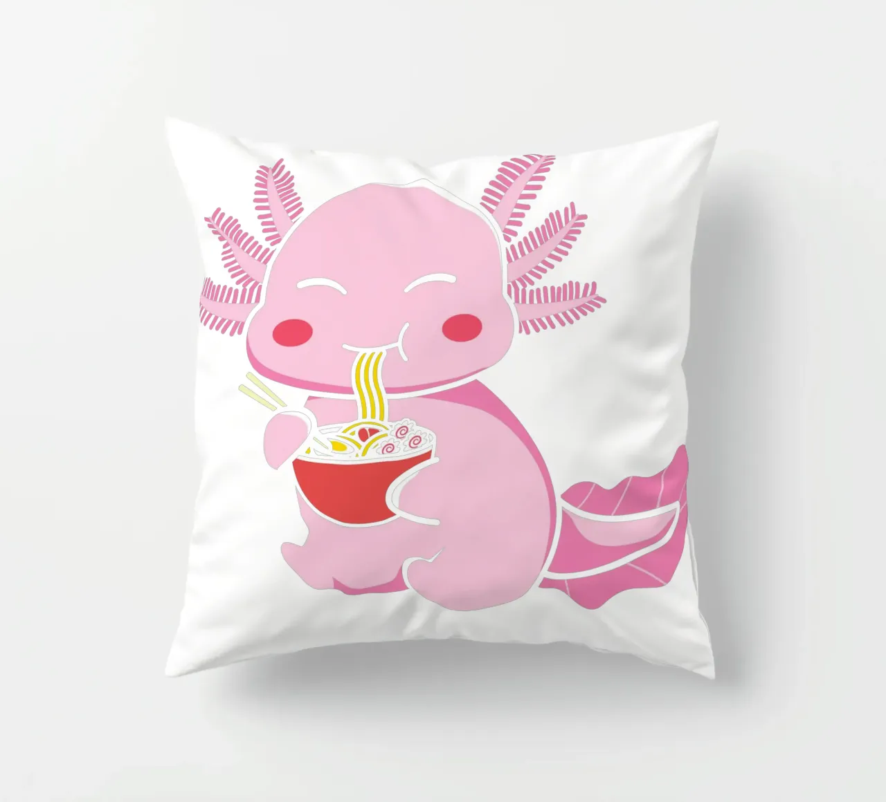 Axolotl eating pasta cuscino da edsonramosart
