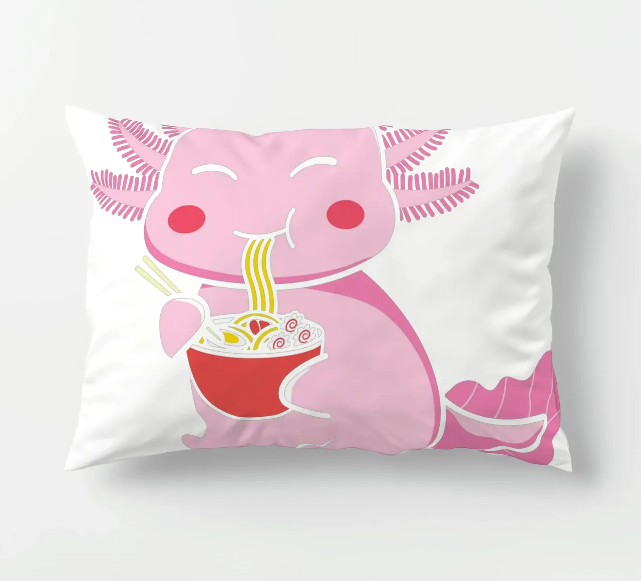 Axolotl eating pasta cuscino da edsonramosart