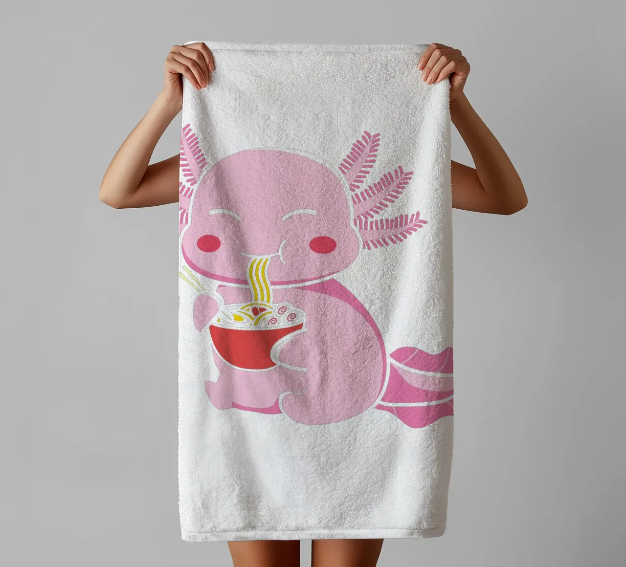 Axolotl eating pasta asciugamano da bagno da edsonramosart