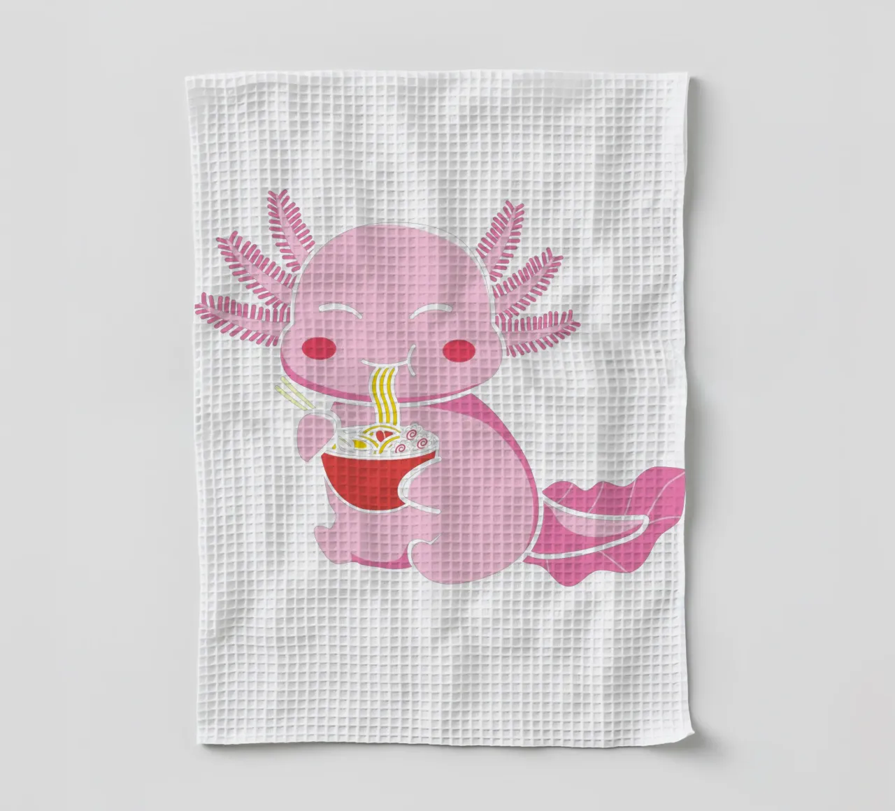Axolotl eating pasta canovaccio da cucina da edsonramosart