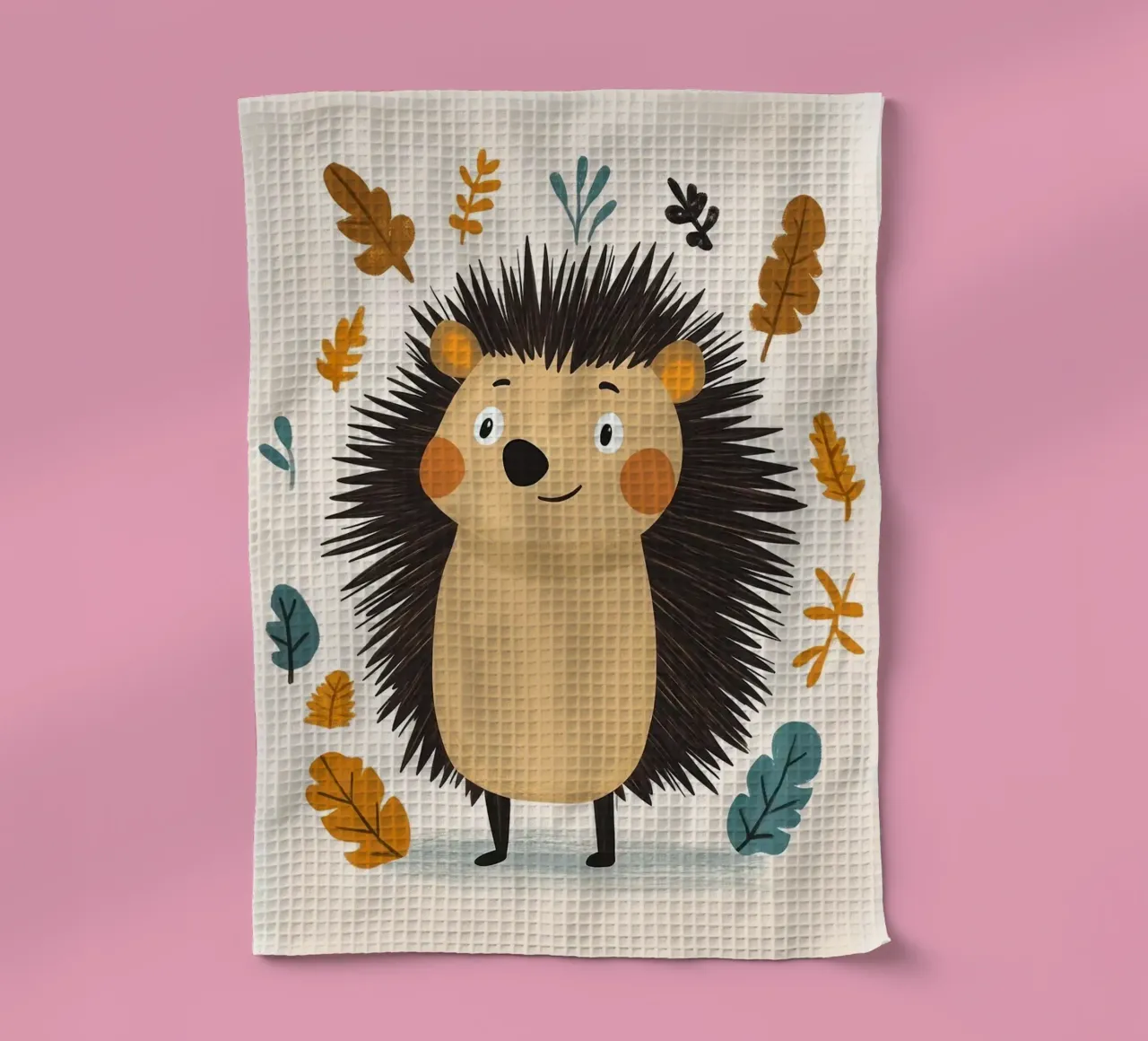 Cute Hedgehog Illustration tea towel by E Cannon
