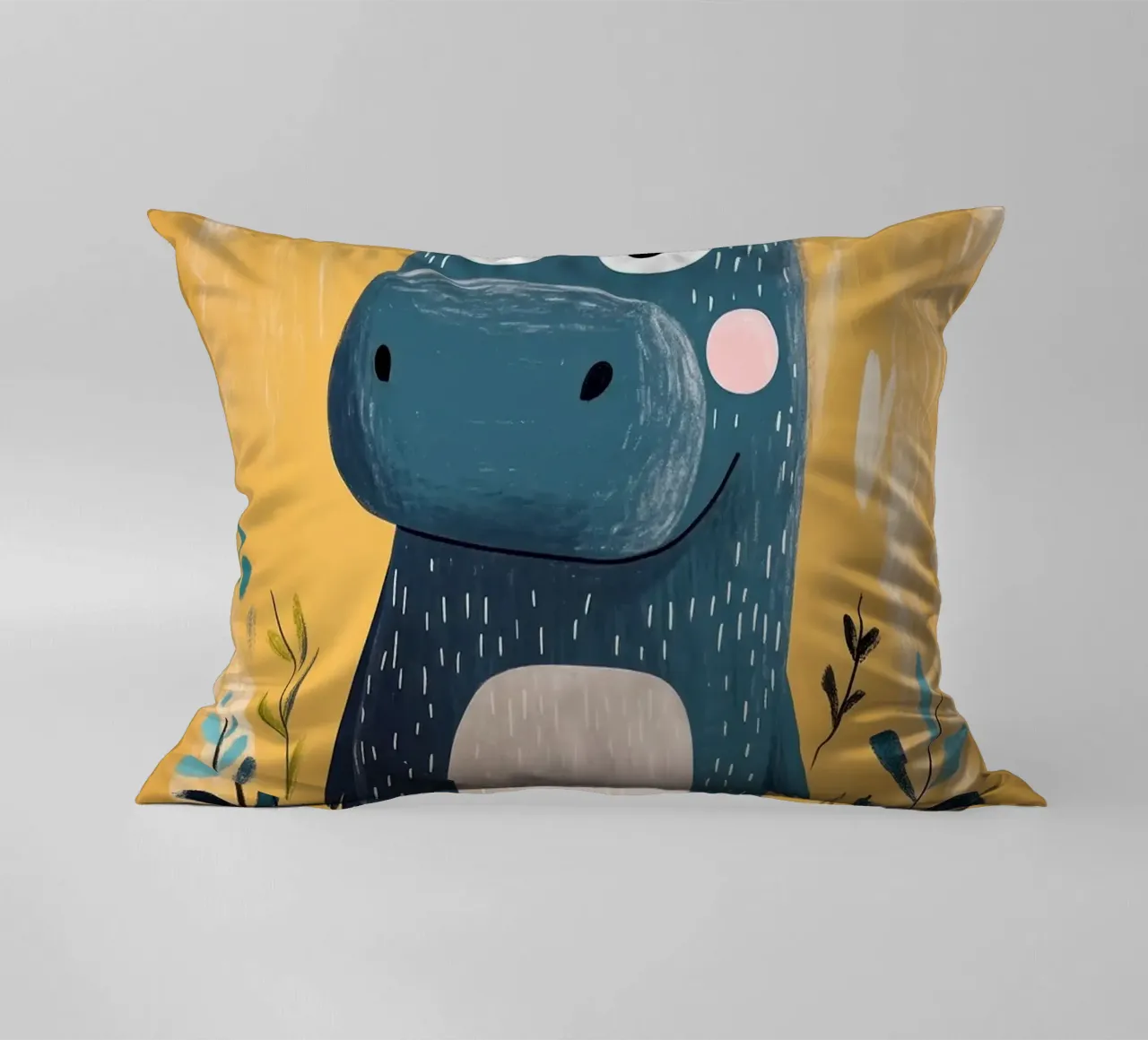 Illustrazione di ippopotamo carino cuscino da E Cannon