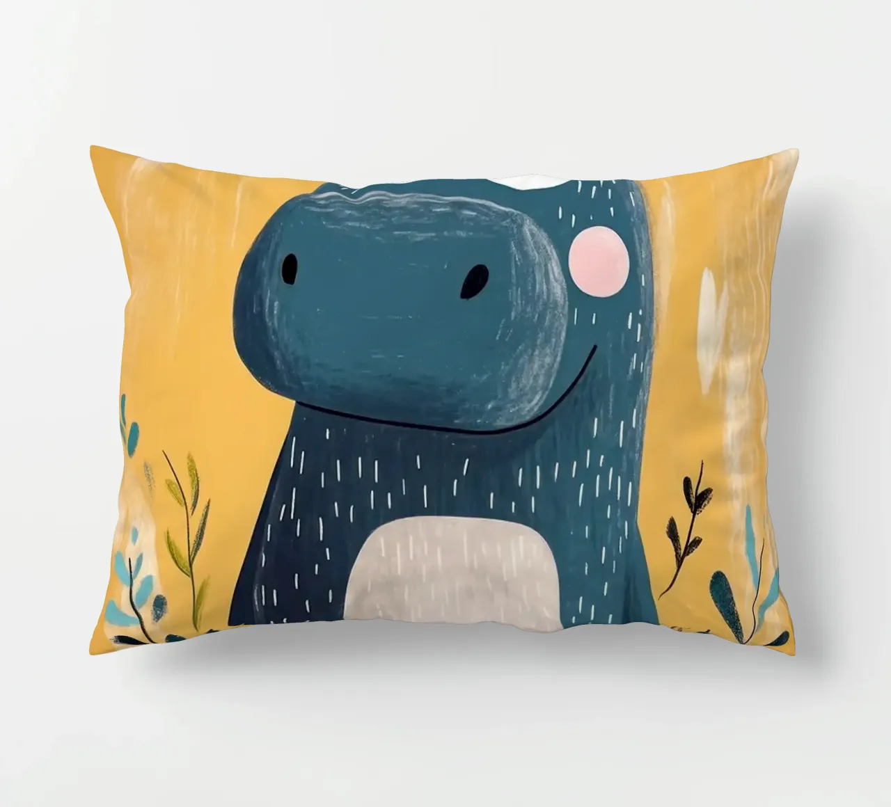 Illustrazione di ippopotamo carino cuscino da E Cannon