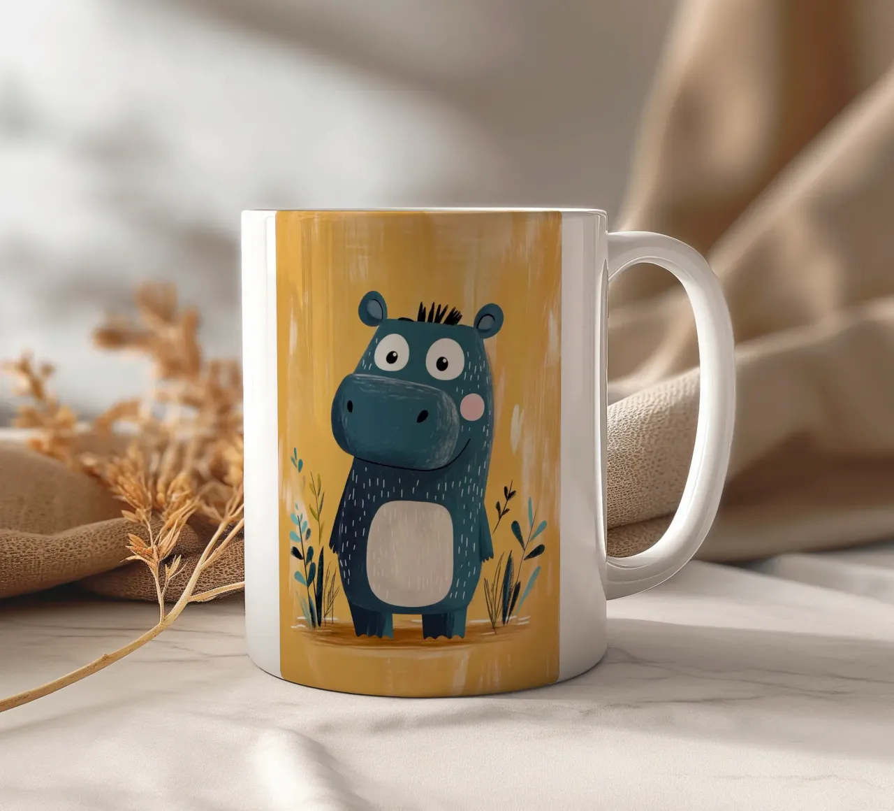 Illustrazione di ippopotamo carino tazza in ceramica da E Cannon