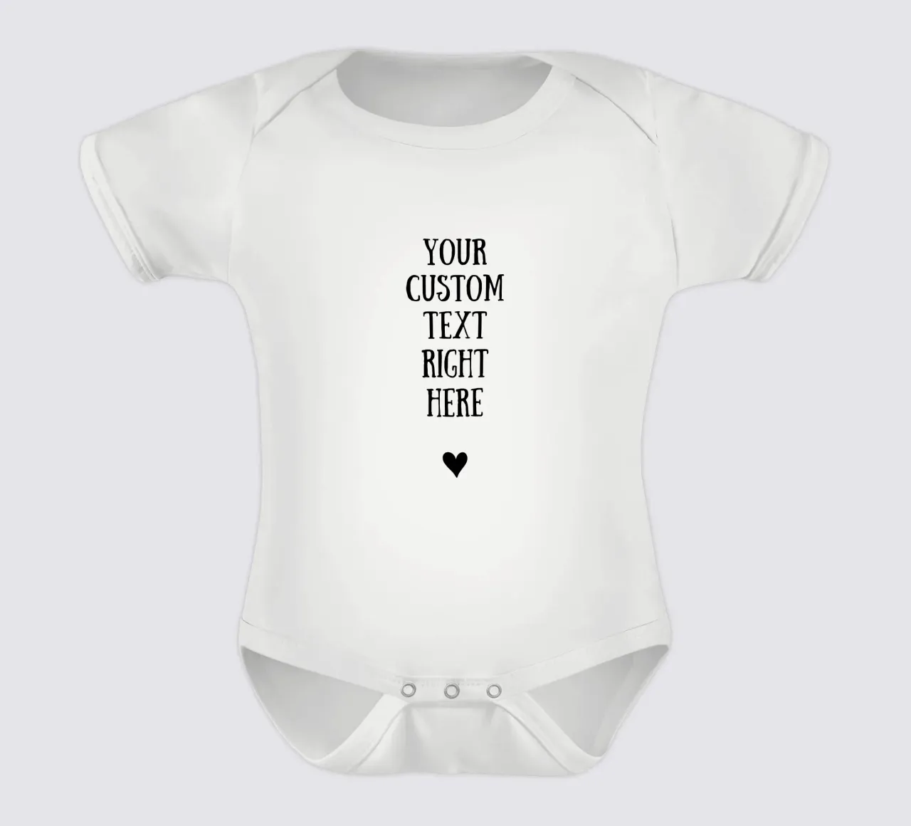 Custom text in black and white with heart body neonato maniche corte da WORTSPIEL