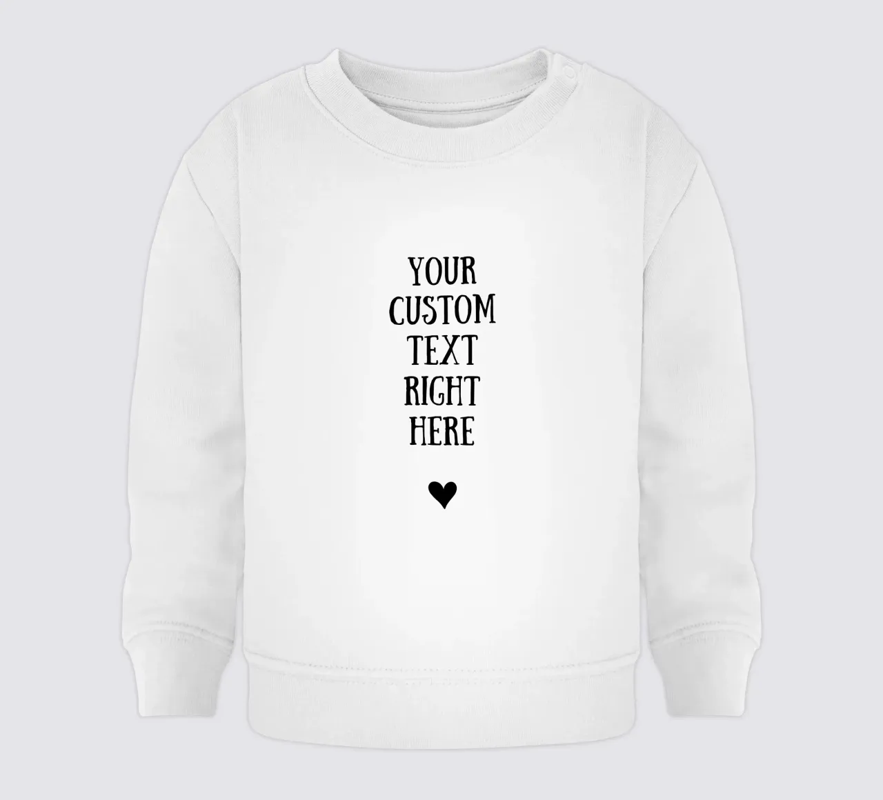 Custom text in black and white with heart felpa neonato da WORTSPIEL