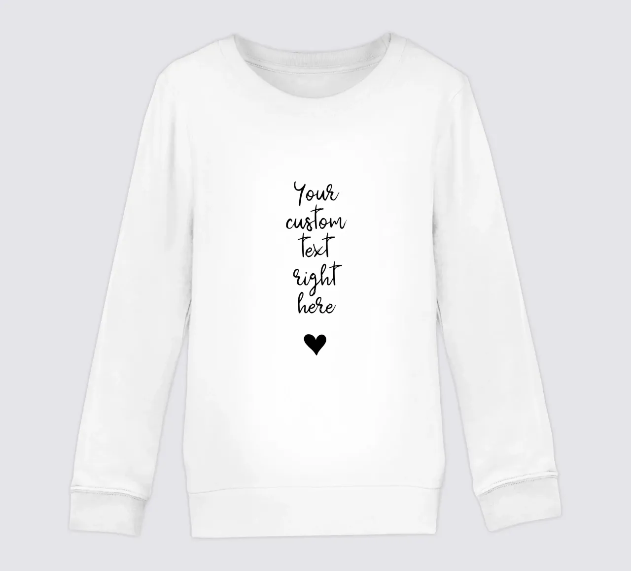 Custom text in black and white with heart Kinder Sweatshirt von WORTSPIEL