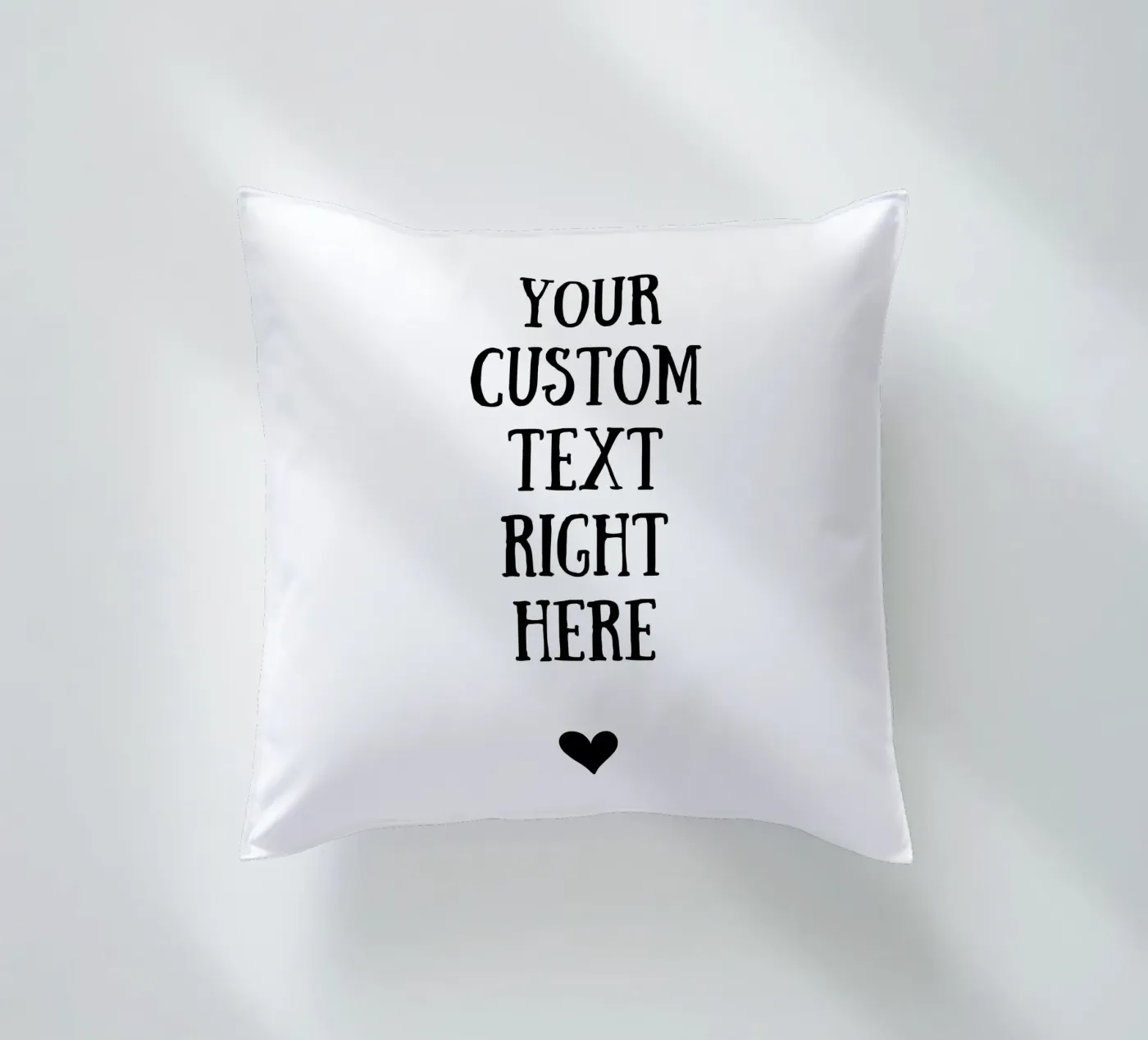Custom text in black and white with heart Kissen von WORTSPIEL