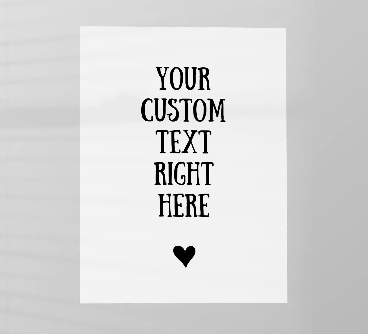 Custom text in black and white with heart pellicola backlit da WORTSPIEL