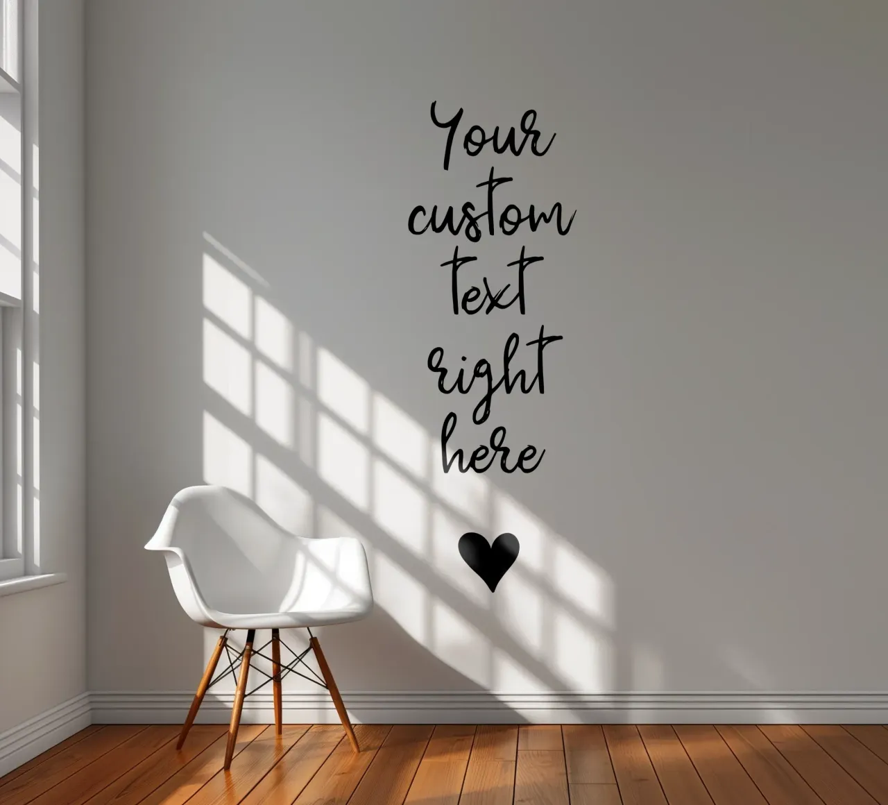 Custom text in black and white with heart papel para pared de WORTSPIEL