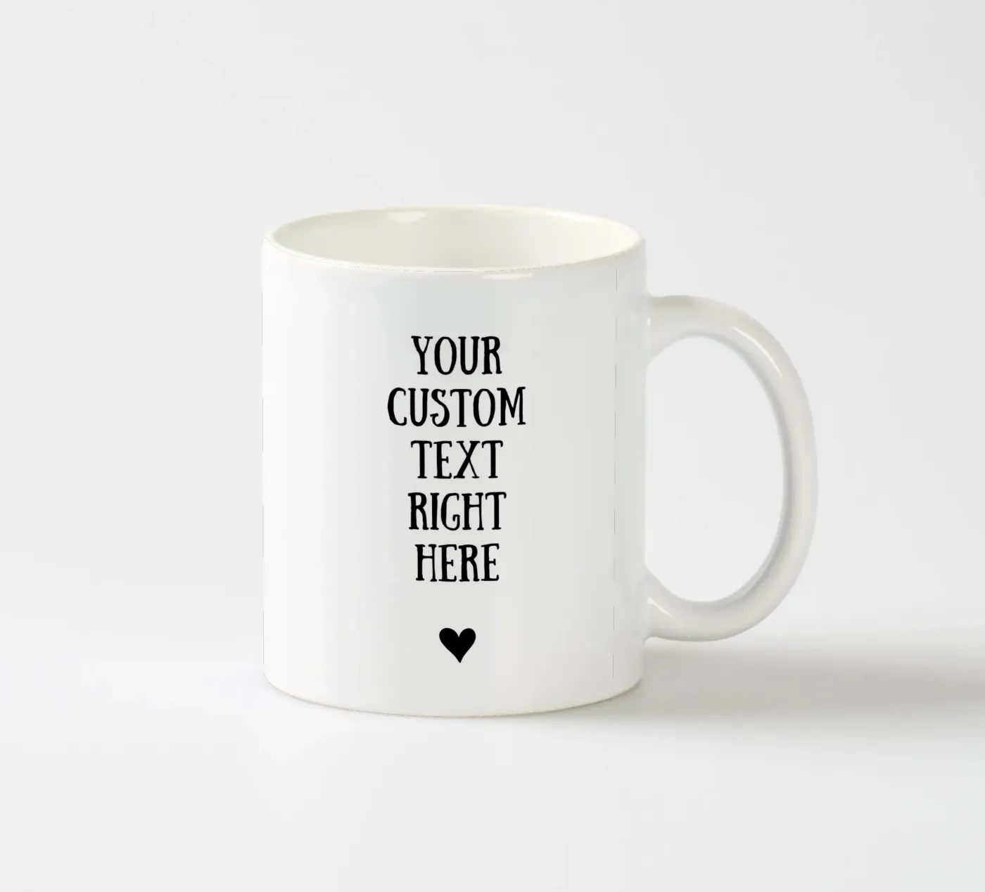 Custom text in black and white with heart ceramic mug by WORTSPIEL