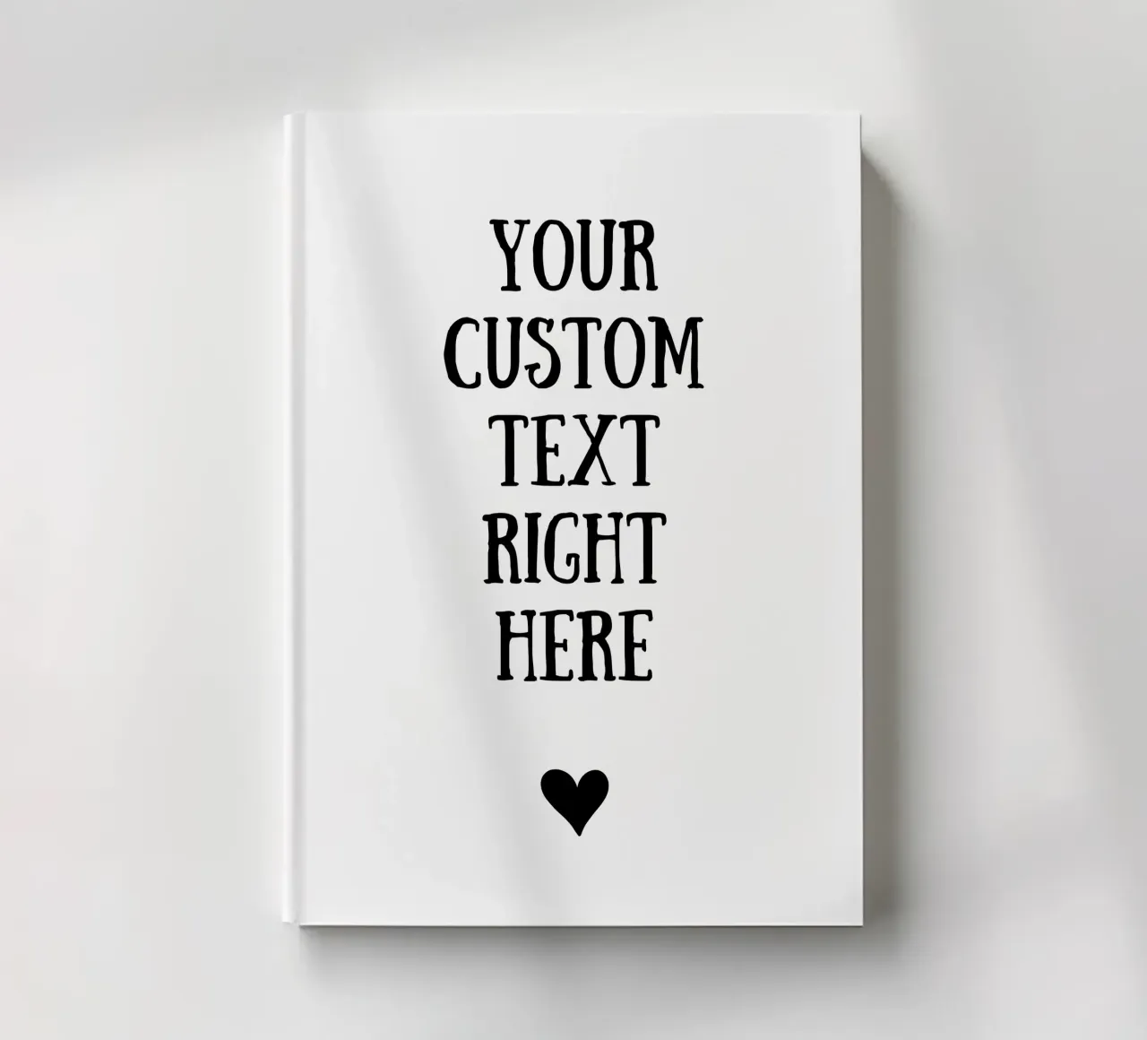 Custom text in black and white with heart notebook by WORTSPIEL