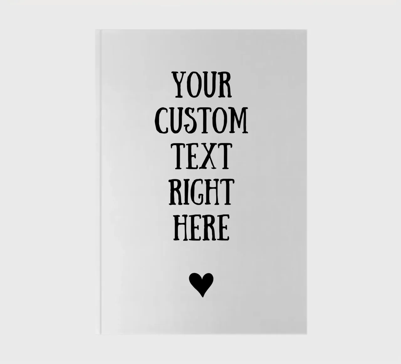 Custom text in black and white with heart notebook by WORTSPIEL