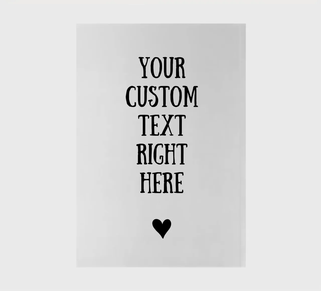 Custom text in black and white with heart notebook by WORTSPIEL