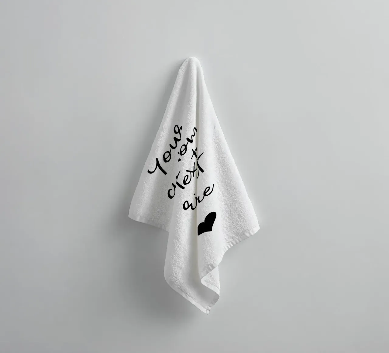 Custom text in black and white with heart Handtuch von WORTSPIEL