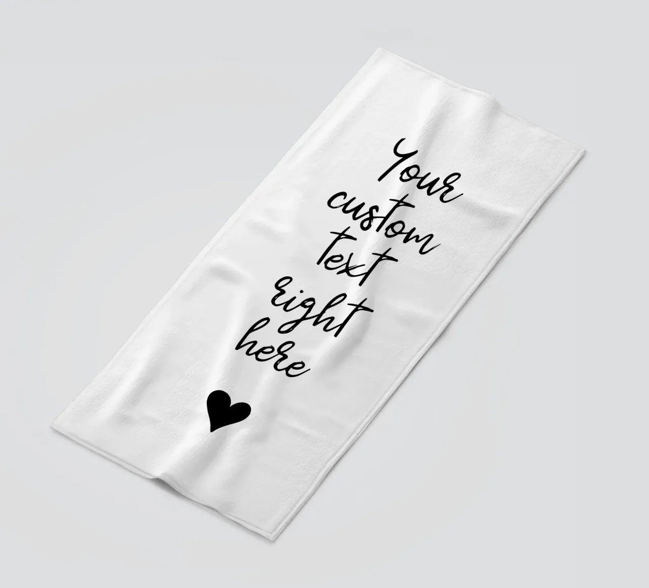 Custom text in black and white with heart Strandtuch von WORTSPIEL