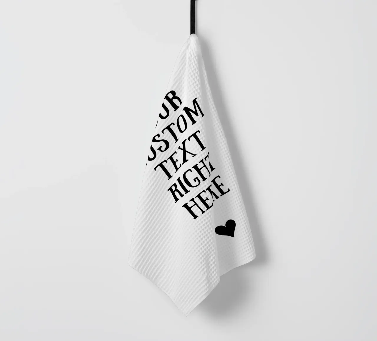 Custom text in black and white with heart torchon de WORTSPIEL