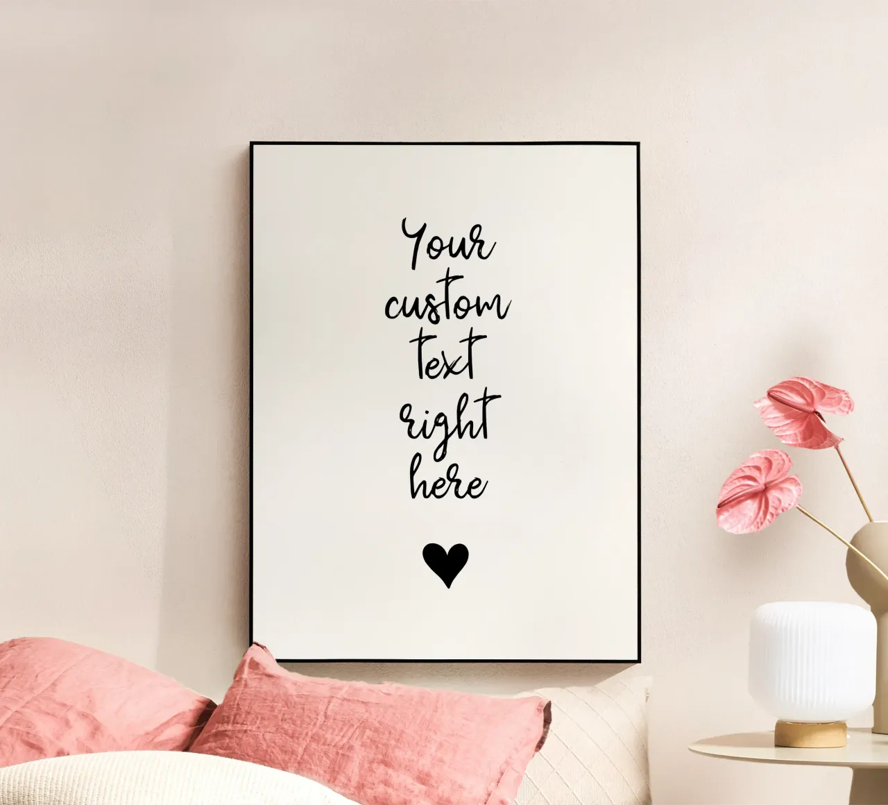 Custom text in black and white with heart Acryl-Glas von WORTSPIEL