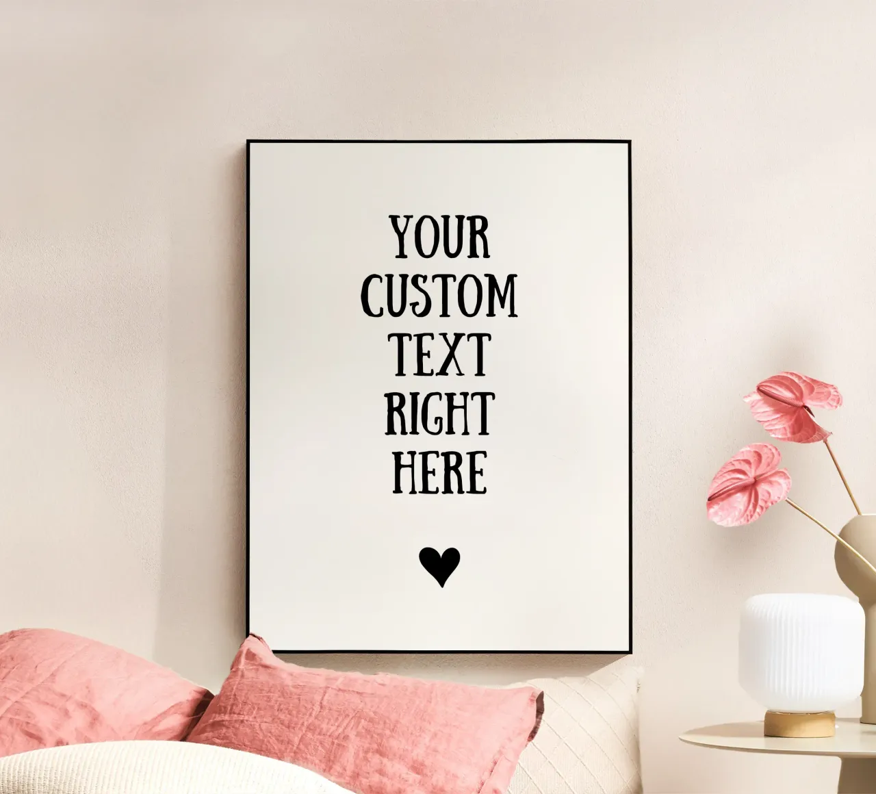 Custom text in black and white with heart plexiglass da WORTSPIEL