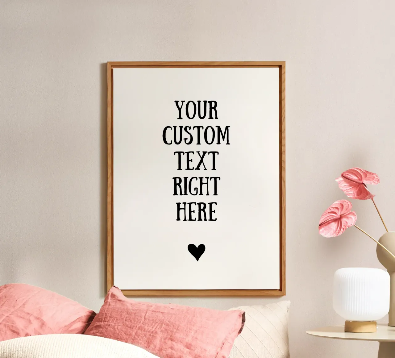 Custom text in black and white with heart alluminio dibond da WORTSPIEL