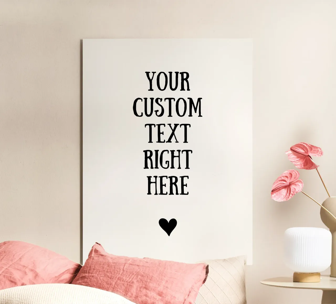 Custom text in black and white with heart alluminio dibond da WORTSPIEL