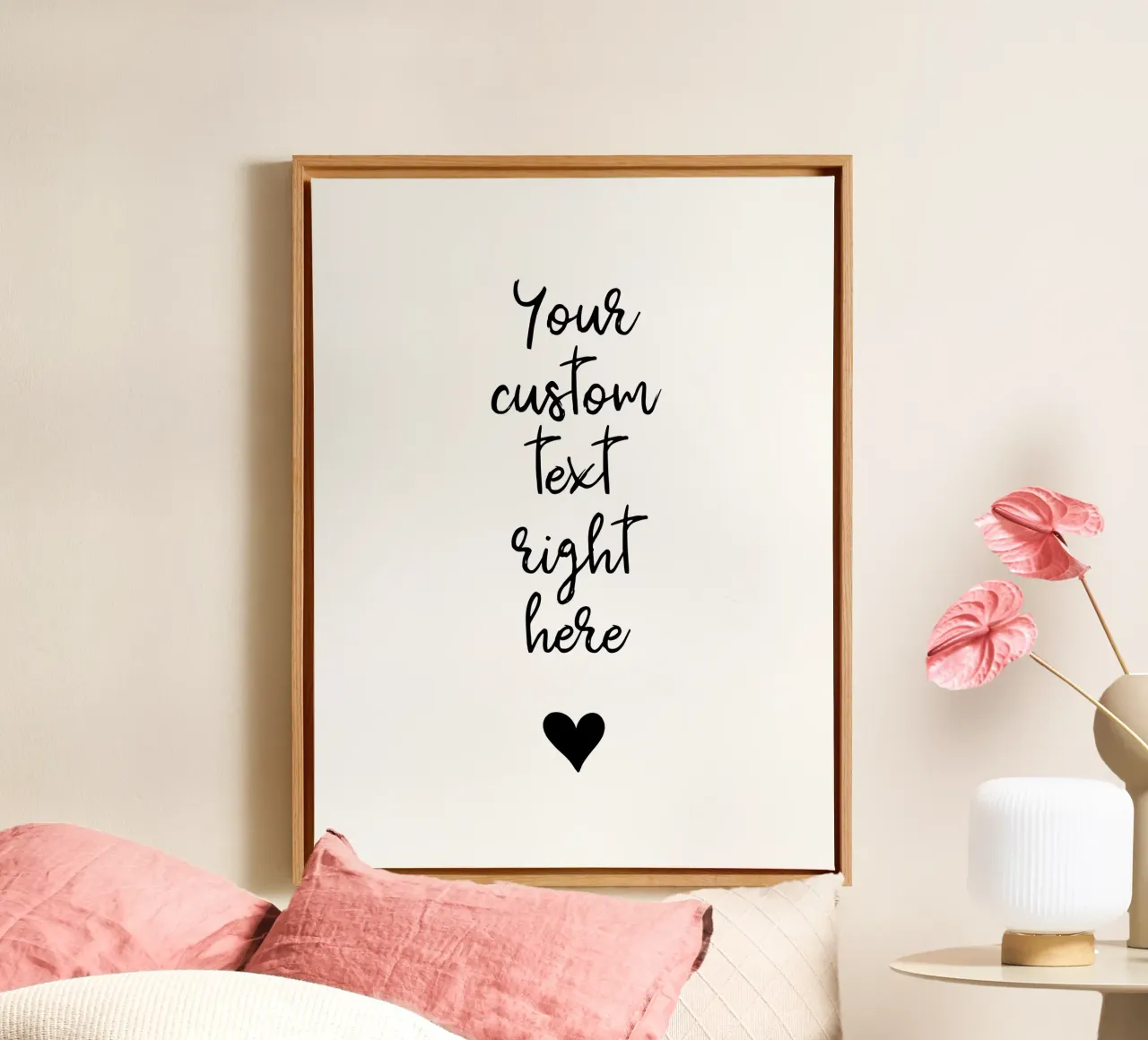 Custom text in black and white with heart Leinwand von WORTSPIEL