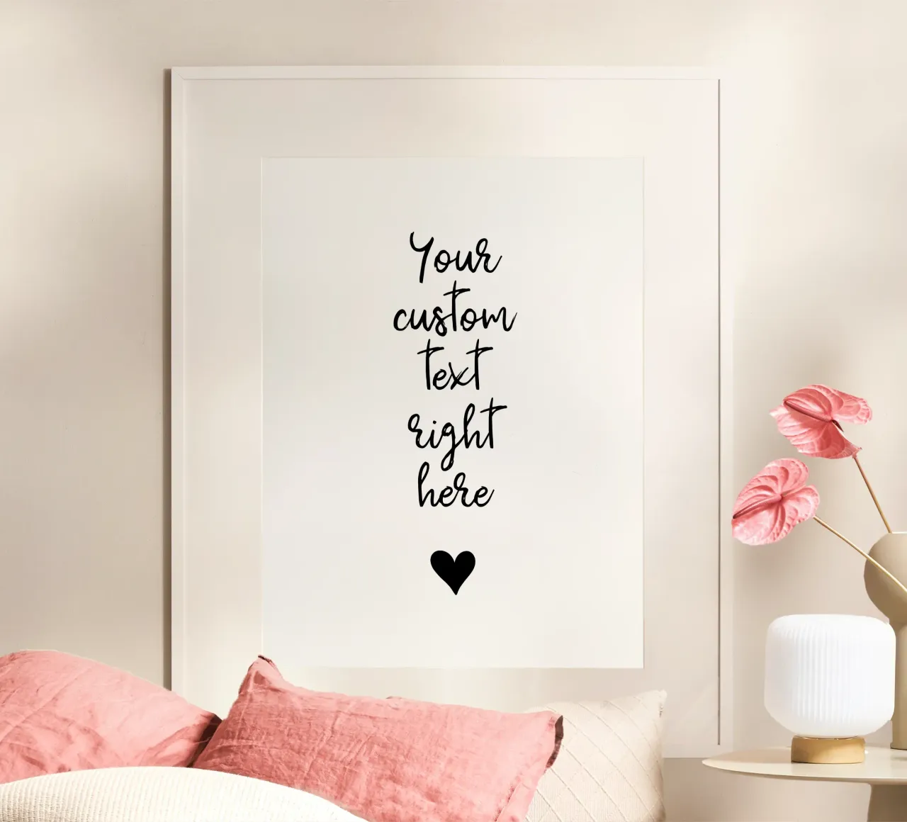 Custom text in black and white with heart Hahnemühle von WORTSPIEL