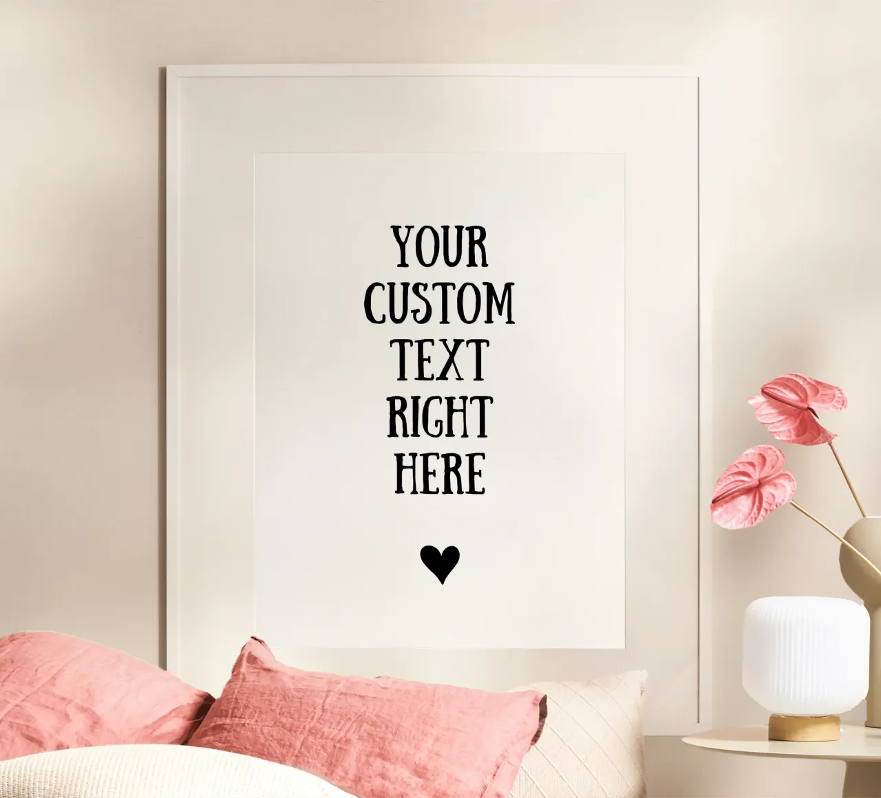 Custom text in black and white with heart carta hahnemühle da WORTSPIEL