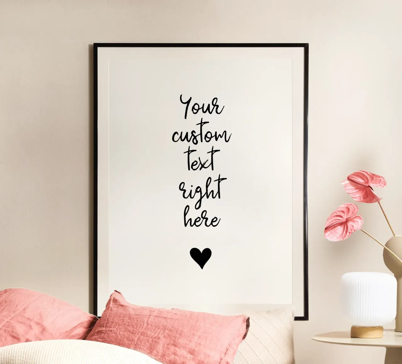 Custom text in black and white with heart Hahnemühle von WORTSPIEL