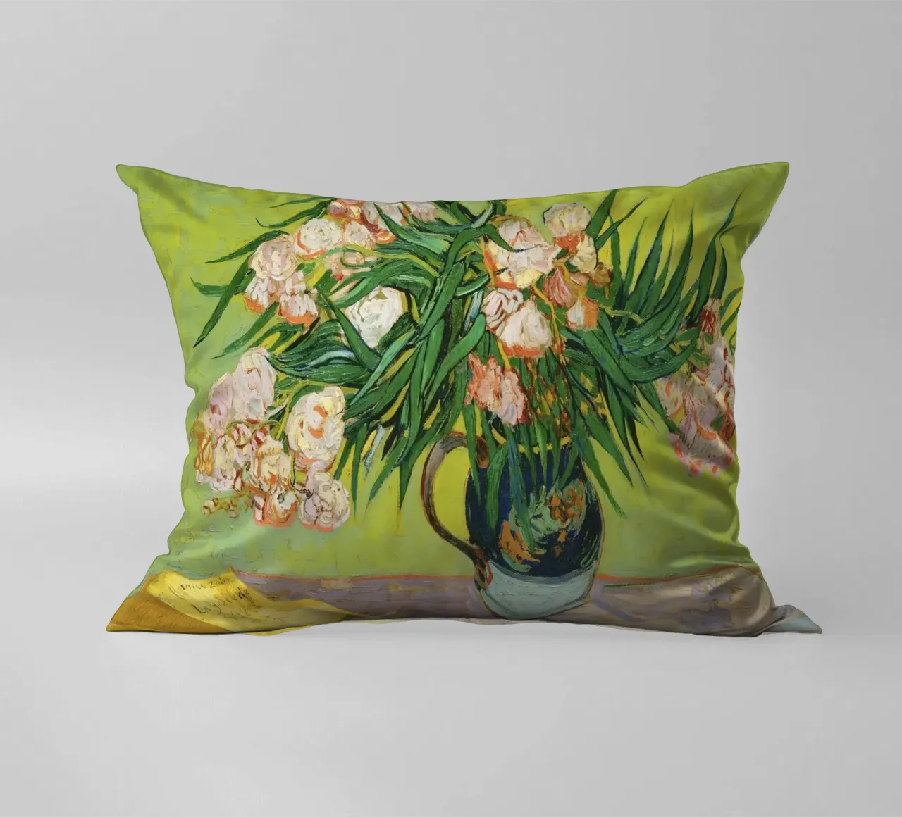 Oleanders (1888) by Vincent van Gogh decorative cushion by Venus Art