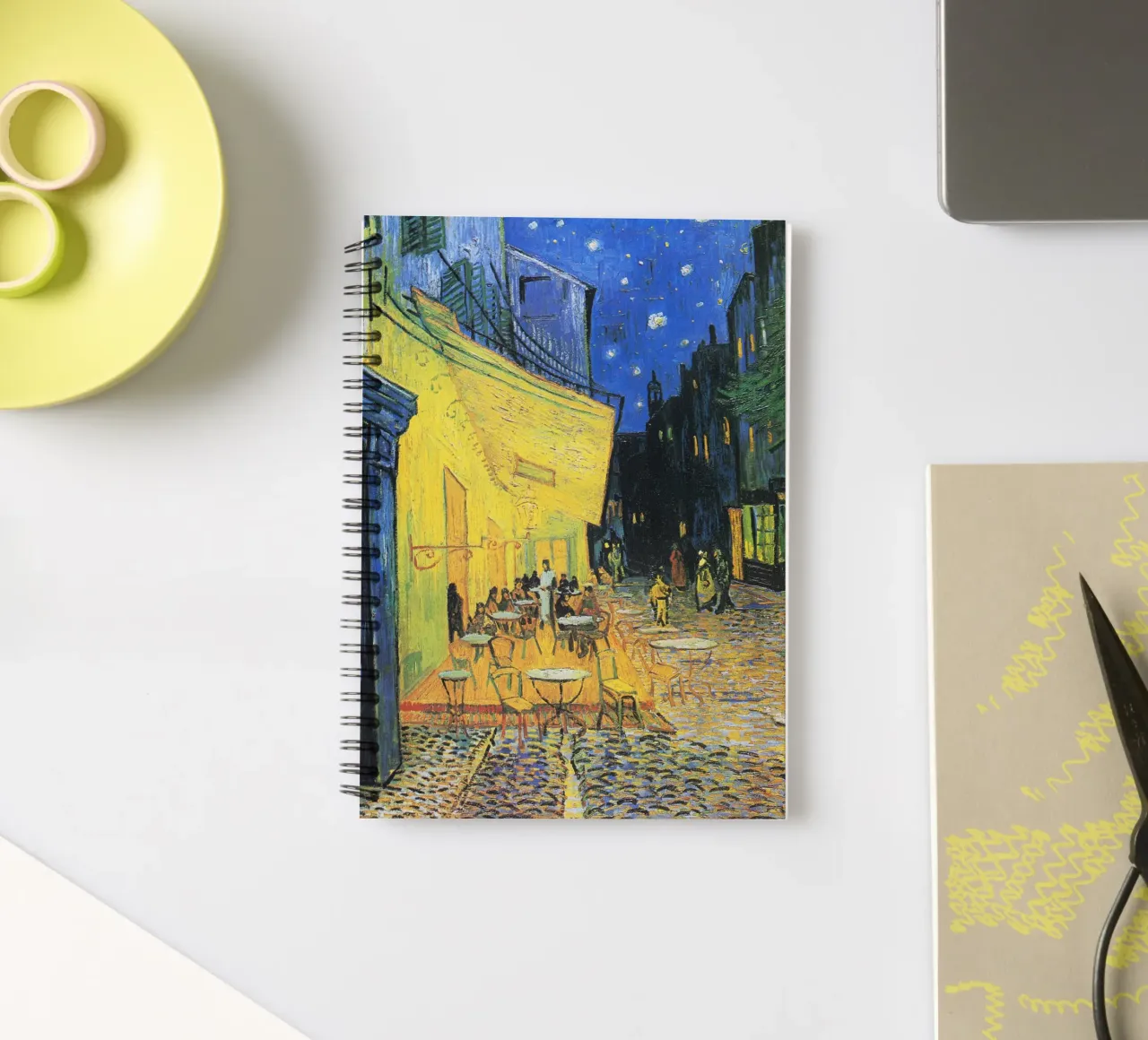 Vincent van Gogh's Café Terrace at Night (1888) spiral notebook by Classic Art Prints