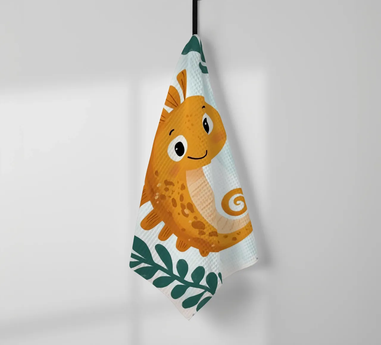 Cute Seahorse Illustration tea towel by E Cannon