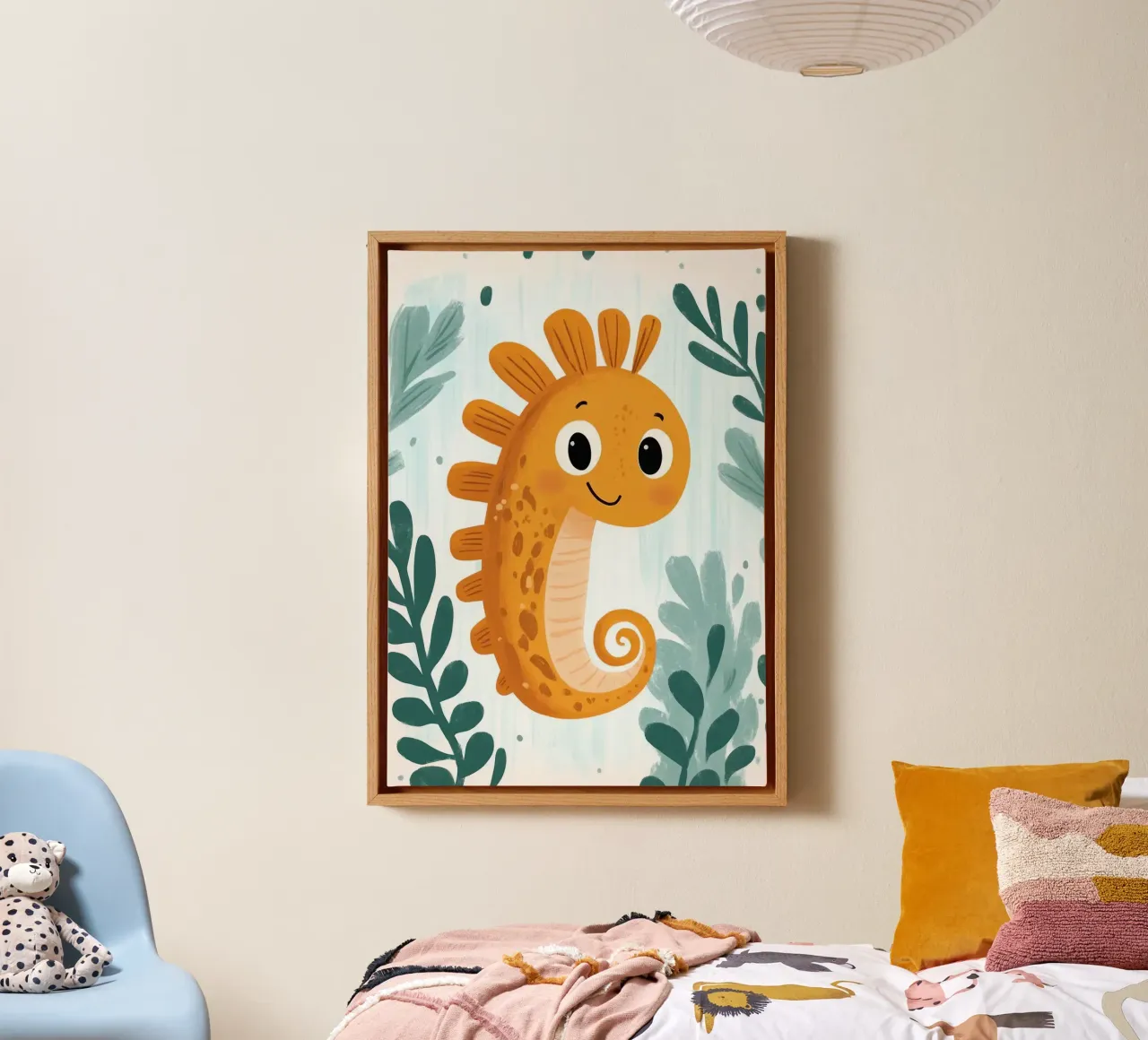 Cute Seahorse Illustration canvas by E Cannon
