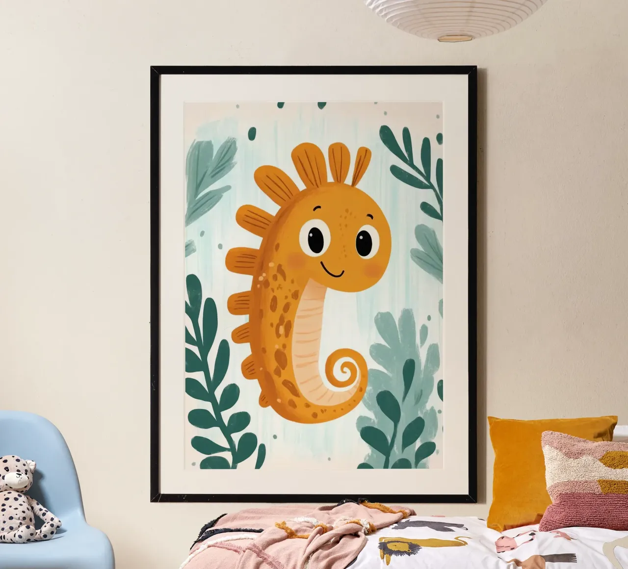 Cute Seahorse Illustration poster by E Cannon