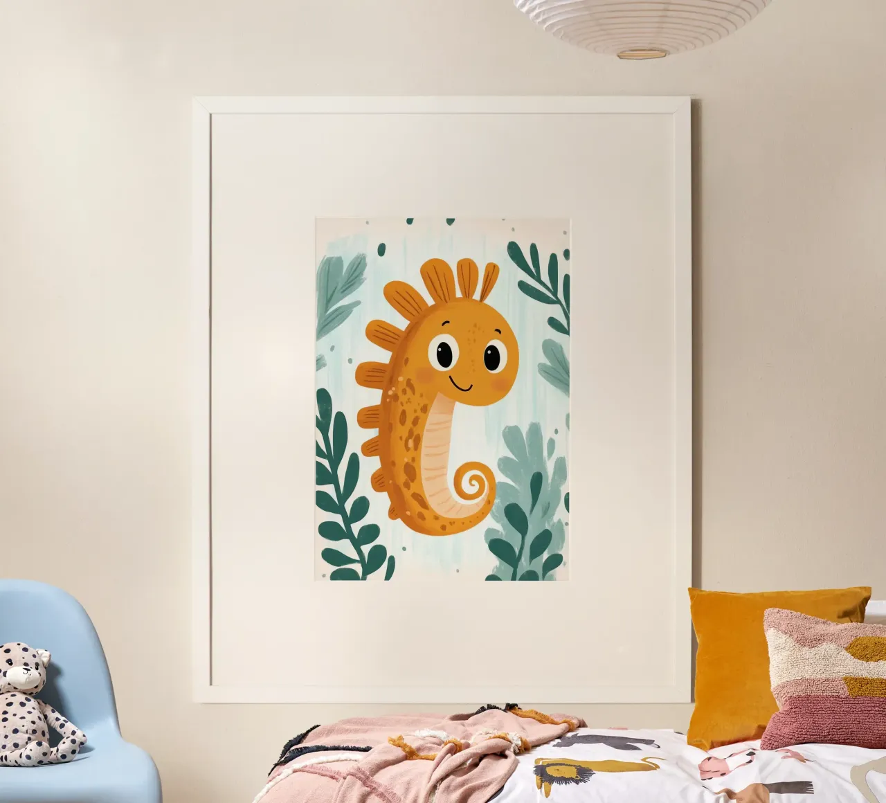 Cute Seahorse Illustration poster by E Cannon