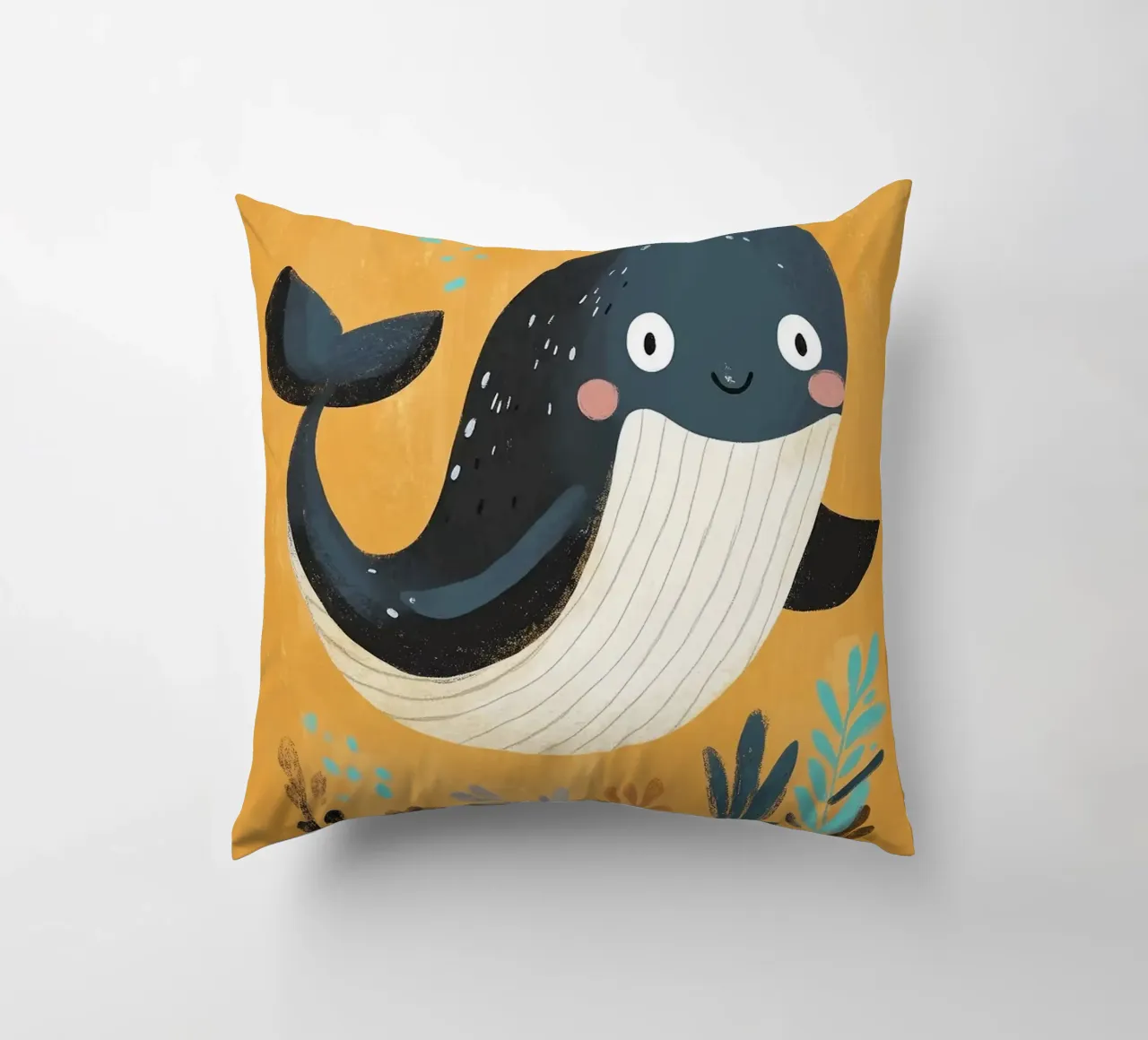 Illustrazione di una balena carina cuscino da E Cannon