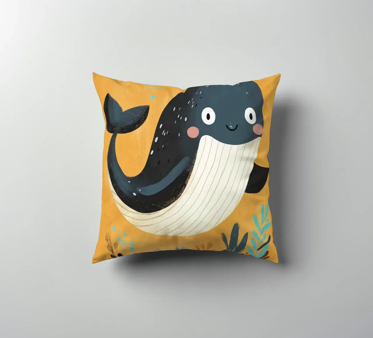Illustrazione di una balena carina cuscino da E Cannon