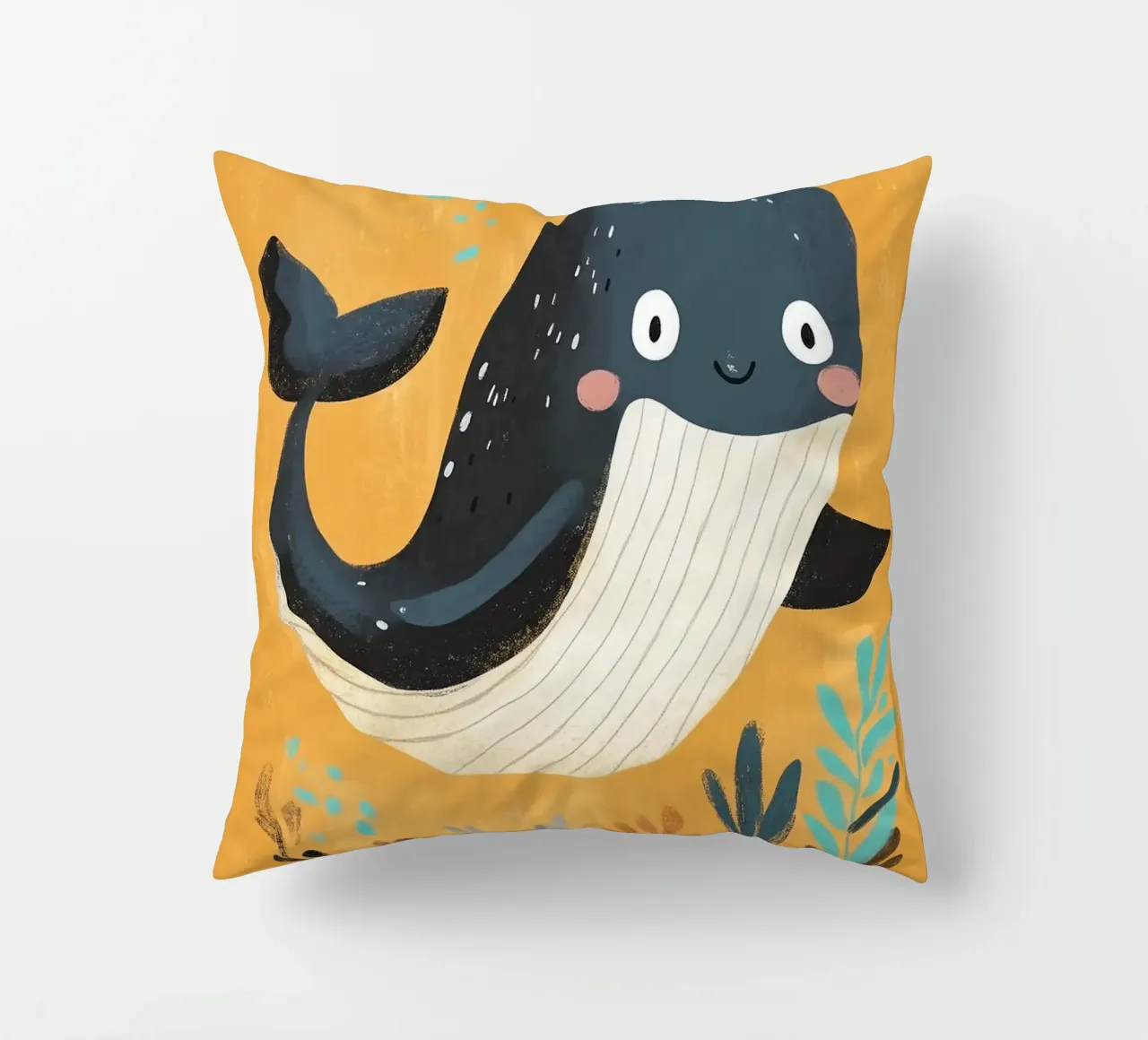 Illustrazione di una balena carina cuscino da E Cannon