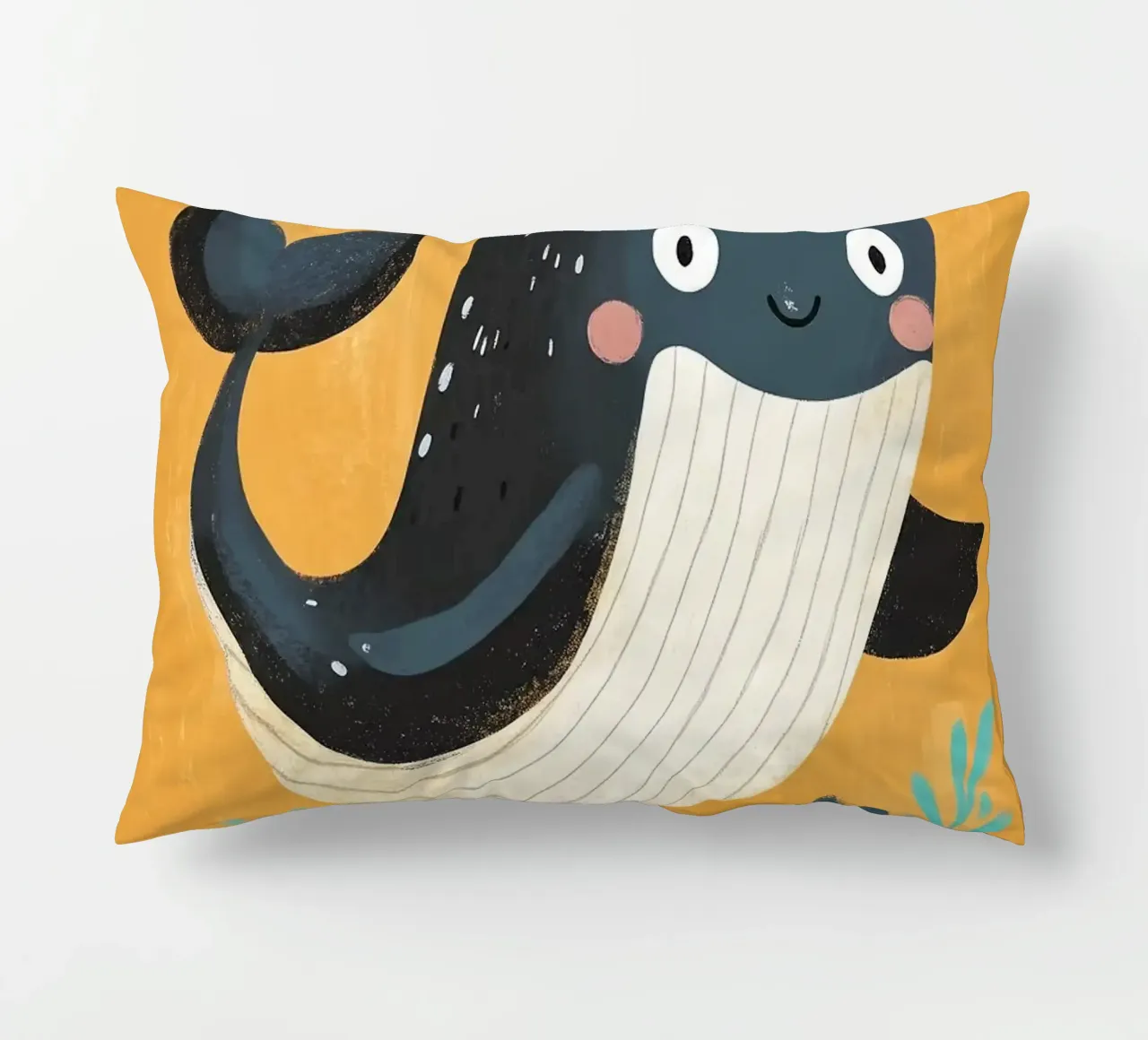 Illustrazione di una balena carina cuscino da E Cannon