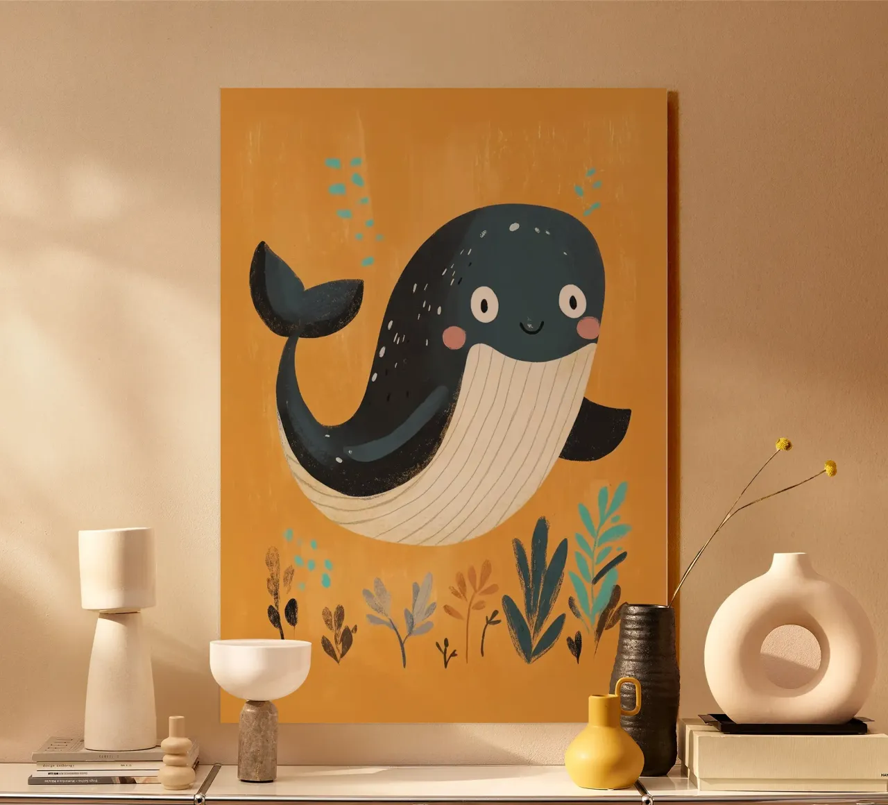 Cute Whale Illustration acrylic glass by E Cannon