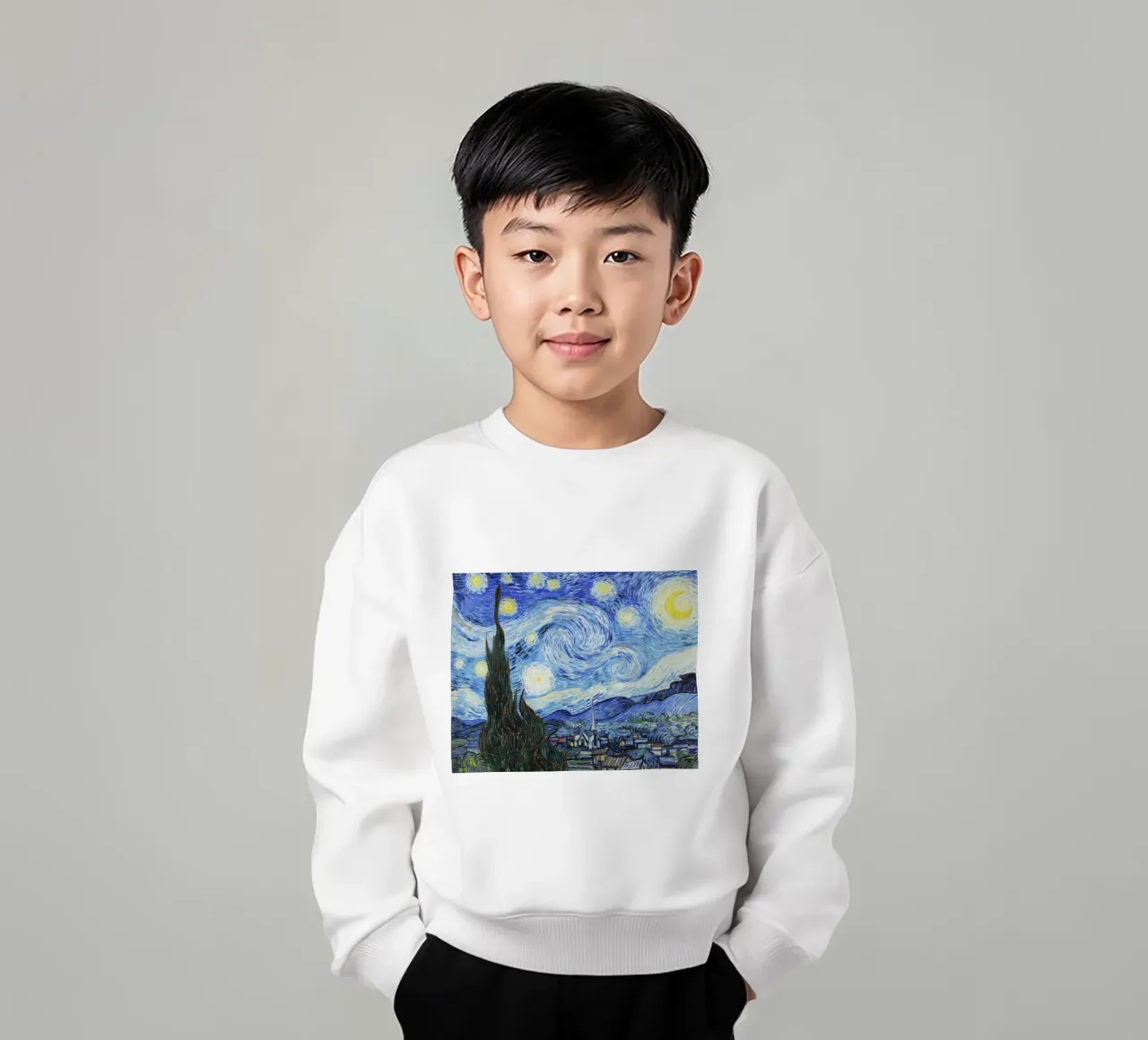 Vincent van Goghs Die sternenklare Nacht (1889) Kinder Sweatshirt von Classic Art Prints