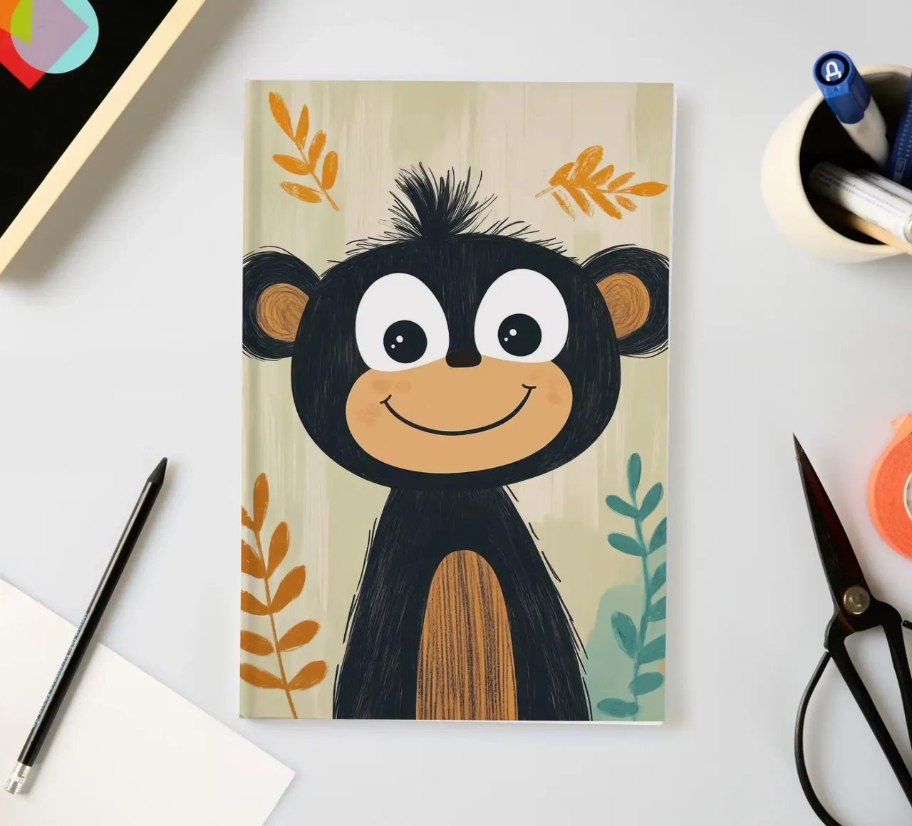 Smiling Monkey Illustration notebook by E Cannon