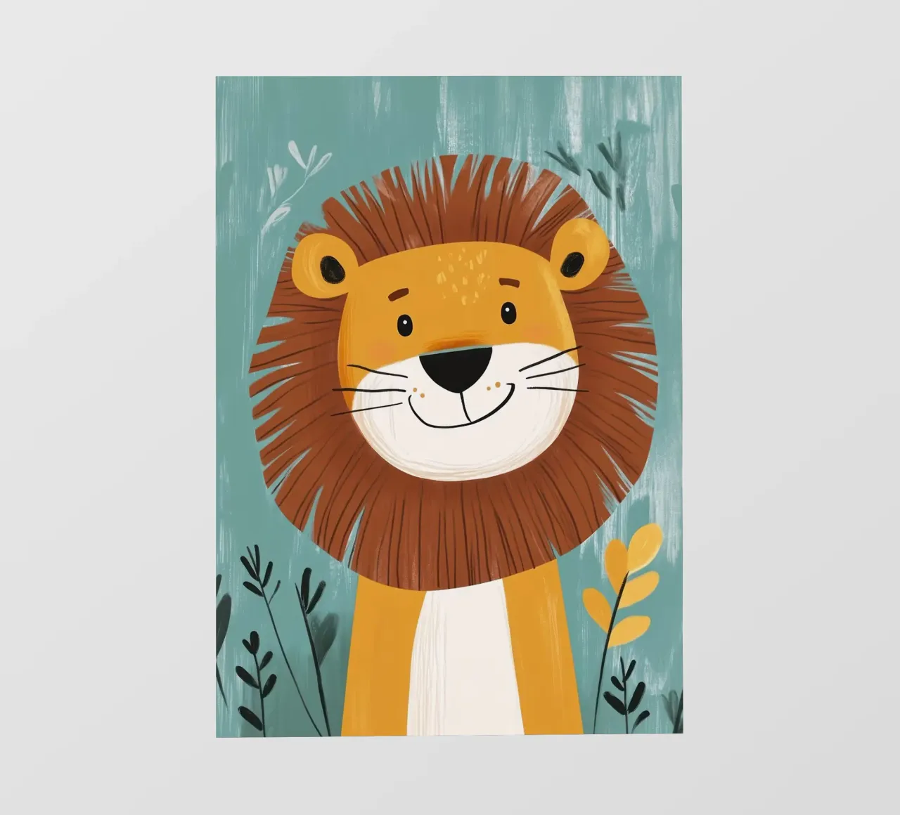 Illustrazione di un leone sorridente telo in pvc da E Cannon