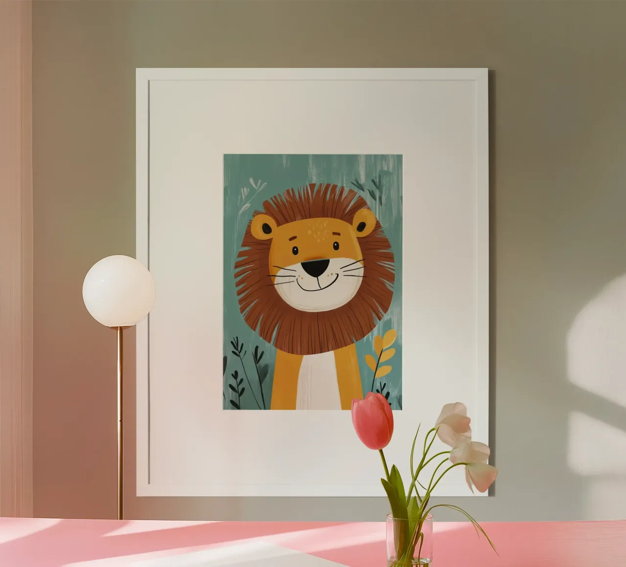 Illustrazione di un leone sorridente poster da E Cannon
