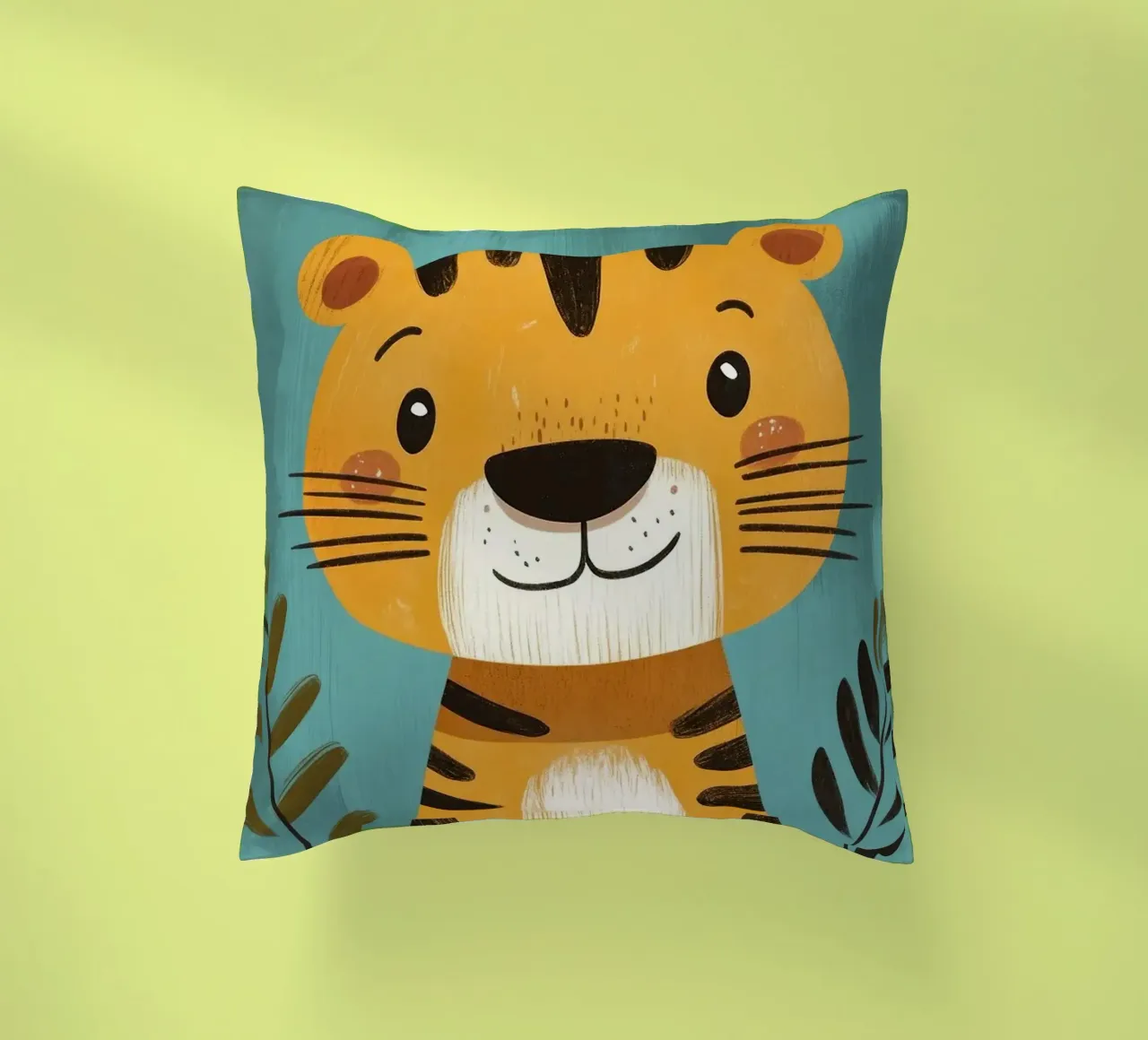 Smiling Tiger Illustration decorative cushion by E Cannon