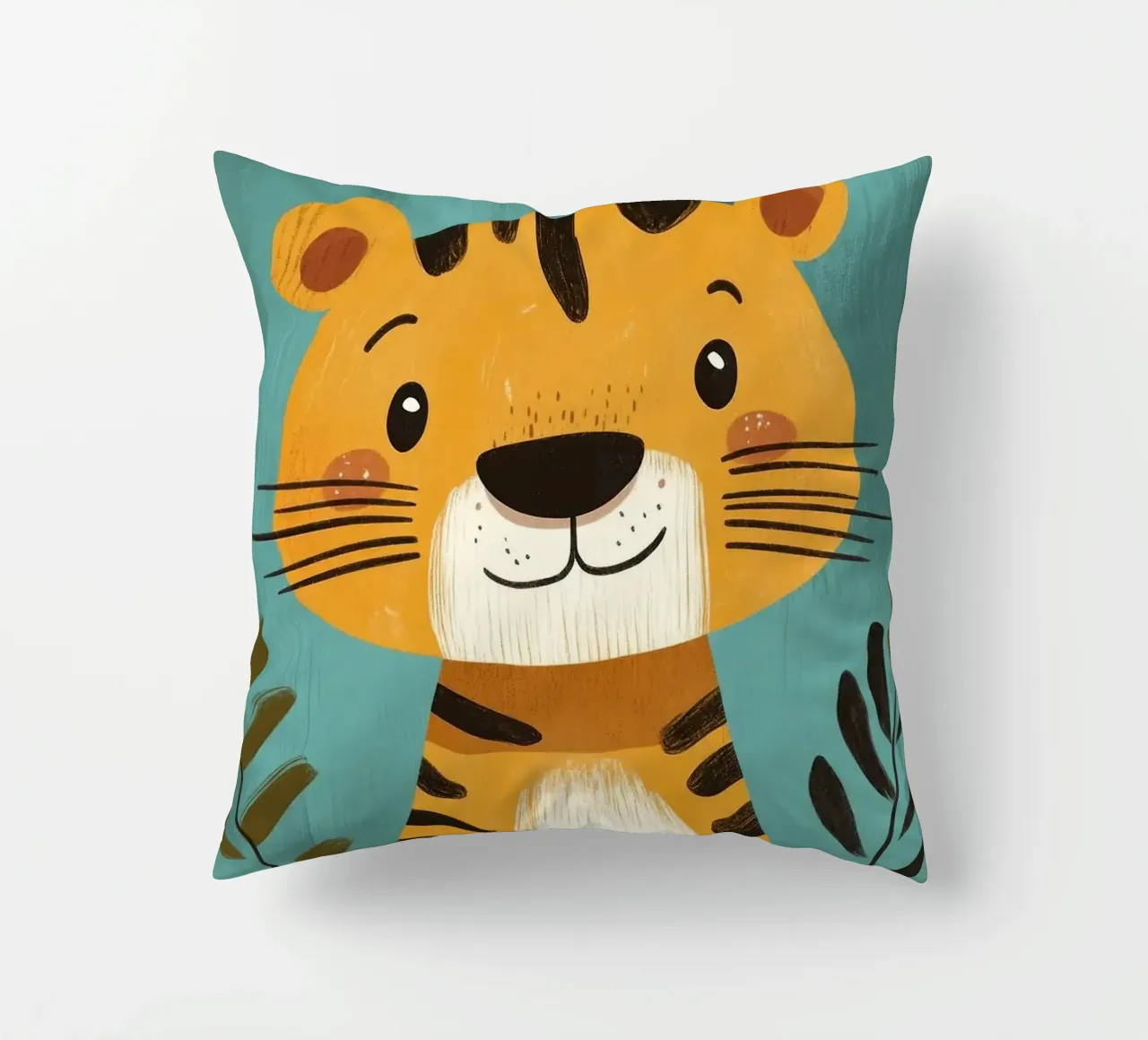 Smiling Tiger Illustration decorative cushion by E Cannon