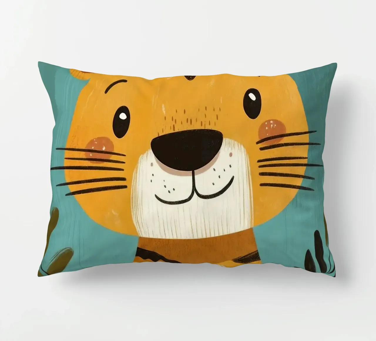 Smiling Tiger Illustration decorative cushion by E Cannon