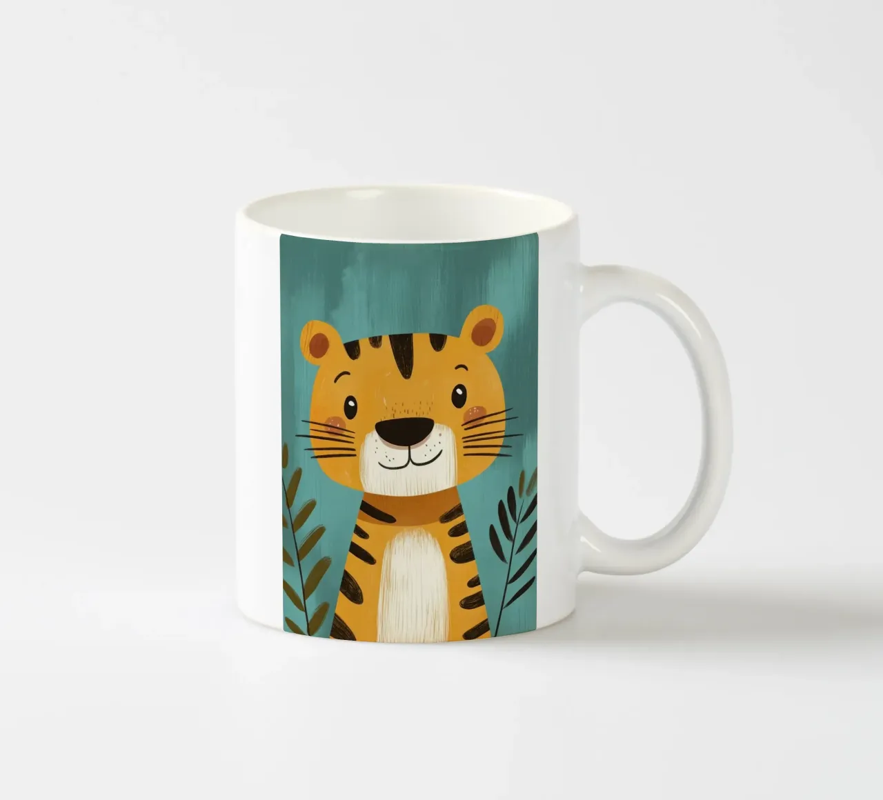 Smiling Tiger Illustration ceramic mug by E Cannon