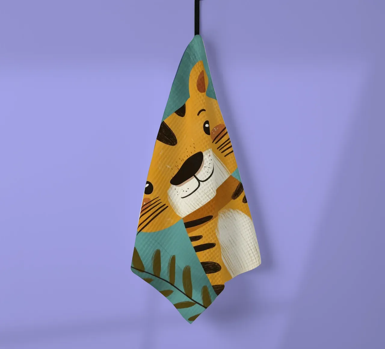 Smiling Tiger Illustration tea towel by E Cannon
