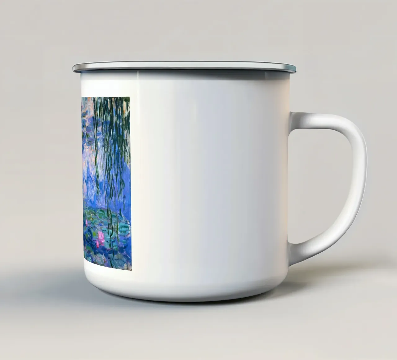 riflessione sullo stagno di ninfee tazza in smalto da SMG Store